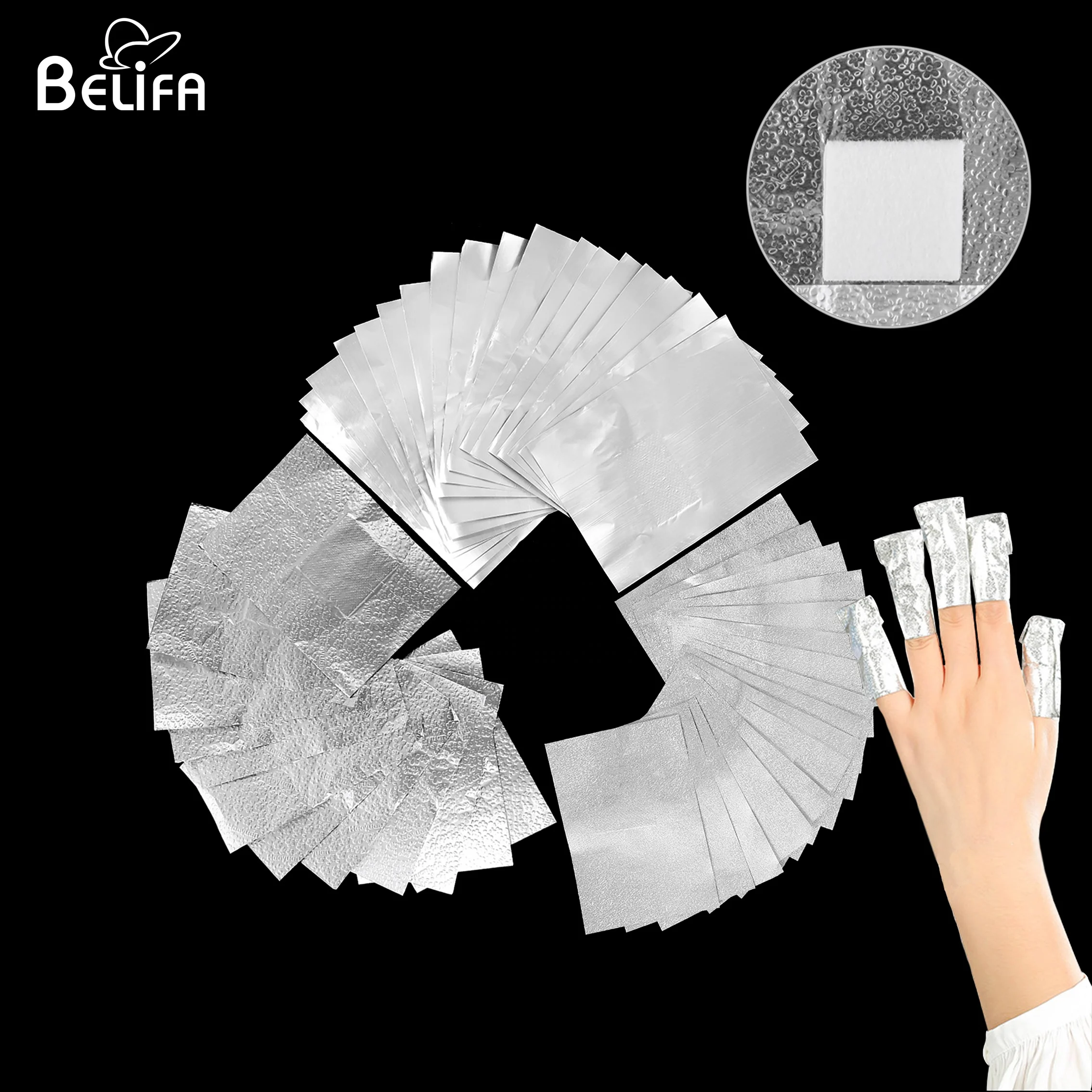 100pcs/pack nail art soak off aluminum pads gel nail polish remover nail foil wraps
