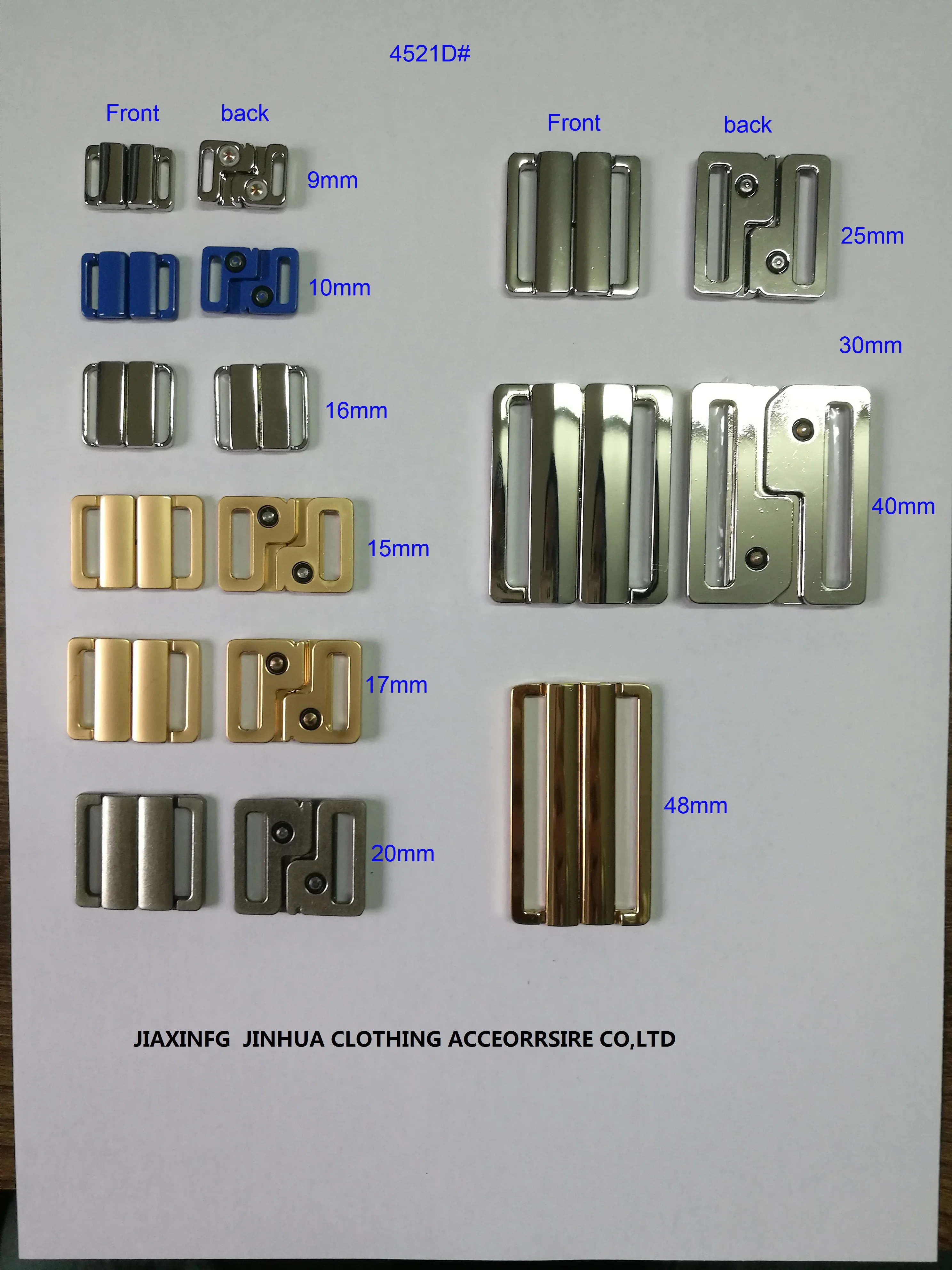 Factory sale Zinc Alloy 20mm buckle bikini Plating Front Buckle Closure Clasp For bra