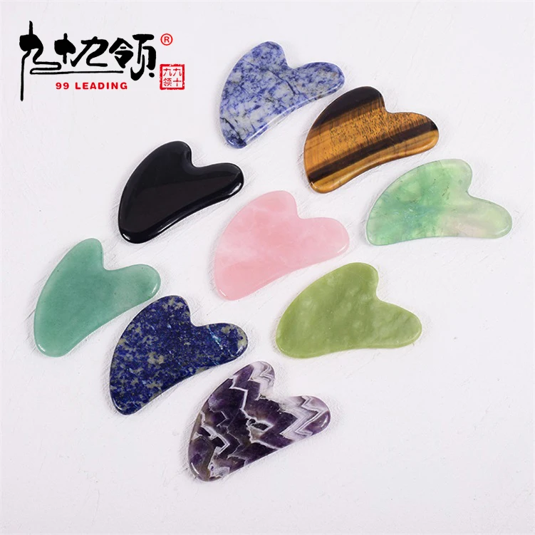 
V Shape black Stone Customise Own Lable Guasha Rose Quartz Gua Sha Set Jade Stone 