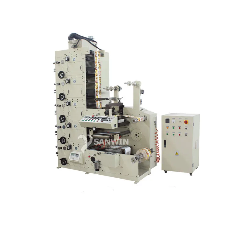 Flexographic Aluminum Foil Label Roll Cold Stamping Laminating Die Cutting Punching Slitting Color Flexo Printing Machine