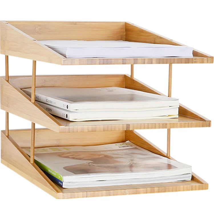 
Bookcases Bamboo Vertical Bookshelf Desktop Storage Shelf A4 Paper Folder Storage Box 