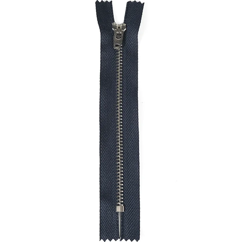 Cheap Wholesale 3# 4# 5# YG Slider Brass Sliver Teeth Navy Tape Metal Zipper with semi auto lock slider  For Jeans