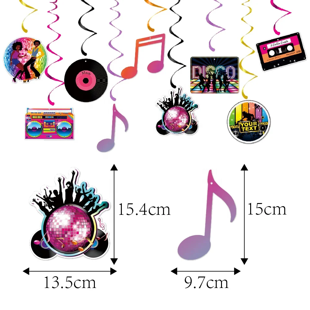 New Product 60s 70s 80s Theme Party Decoration Hip Hop Throwback Hanging Swirls Ceiling for Adults Rock Hippie Disco Retro Party