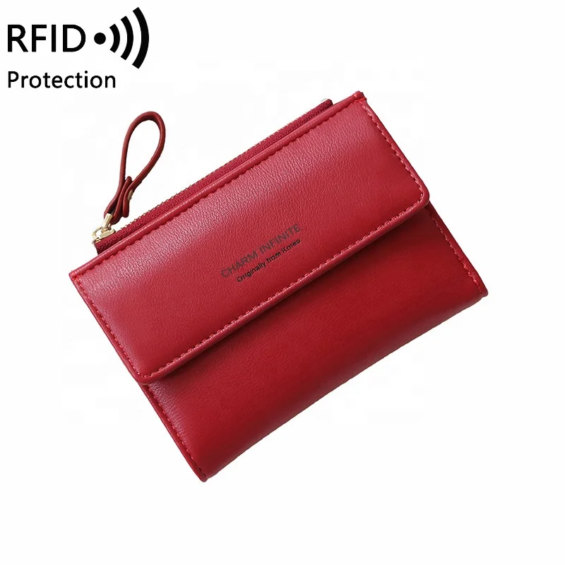 MIYIN fashion RFID Small Wallets for Women  Slim Pocket Wallet Lady Mini Purse Leather Card Case Short Wallet clutch handbag