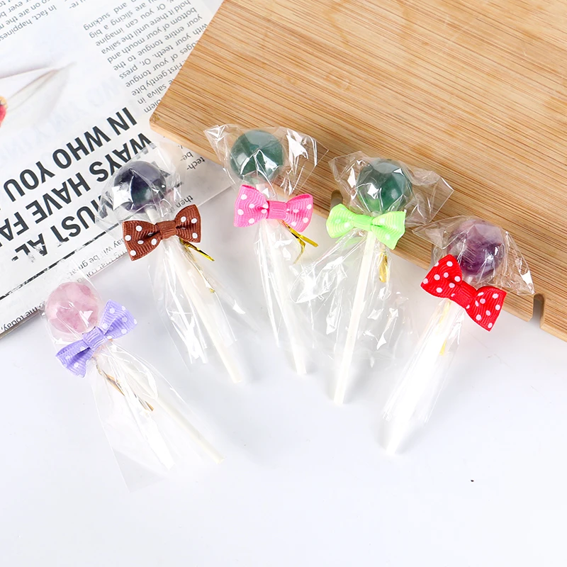 New Products Creative Natural Crystal Lollipop Healing Stones Carved Craft Fluorite Quartz Crystal Lollipop