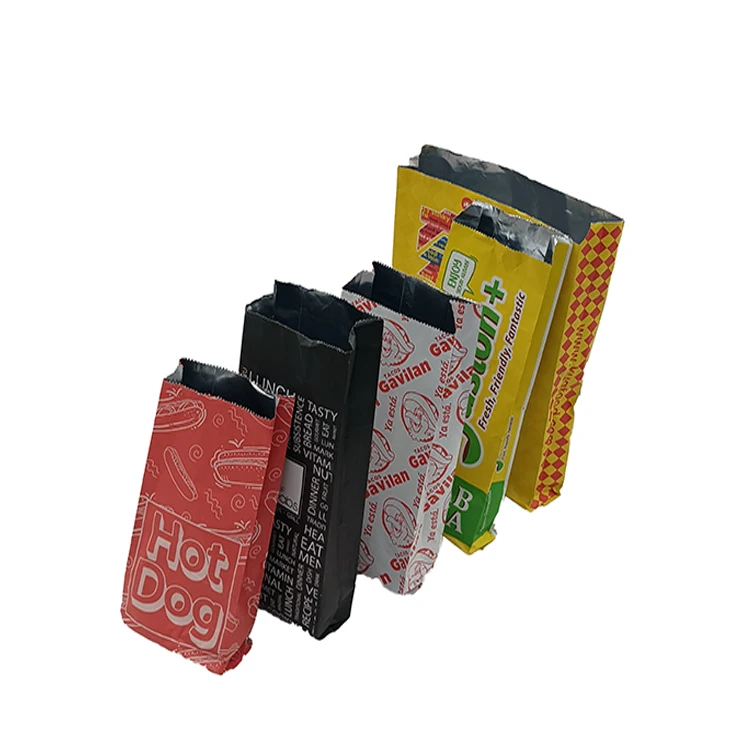 Custom Eco Takeaway Bbq Fast Food Hot Dog Sandwich Burger Packaging Greaseproof Aluminium Foil Lined Chicken Kraft Paper Bags