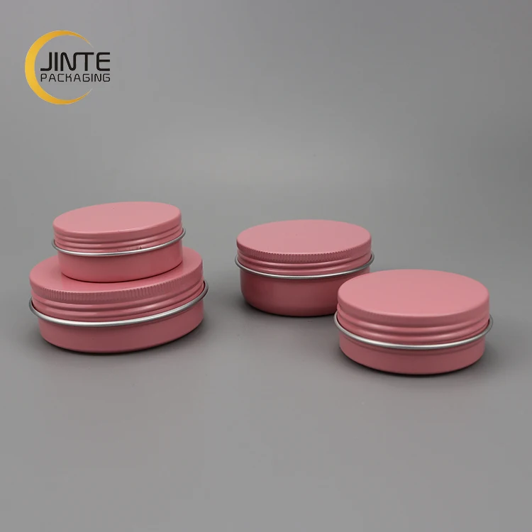 Factory Matte Pink Metal Packing Tin Can For Cosmetics Aluminum Packaging Container Tins Jars For Cream