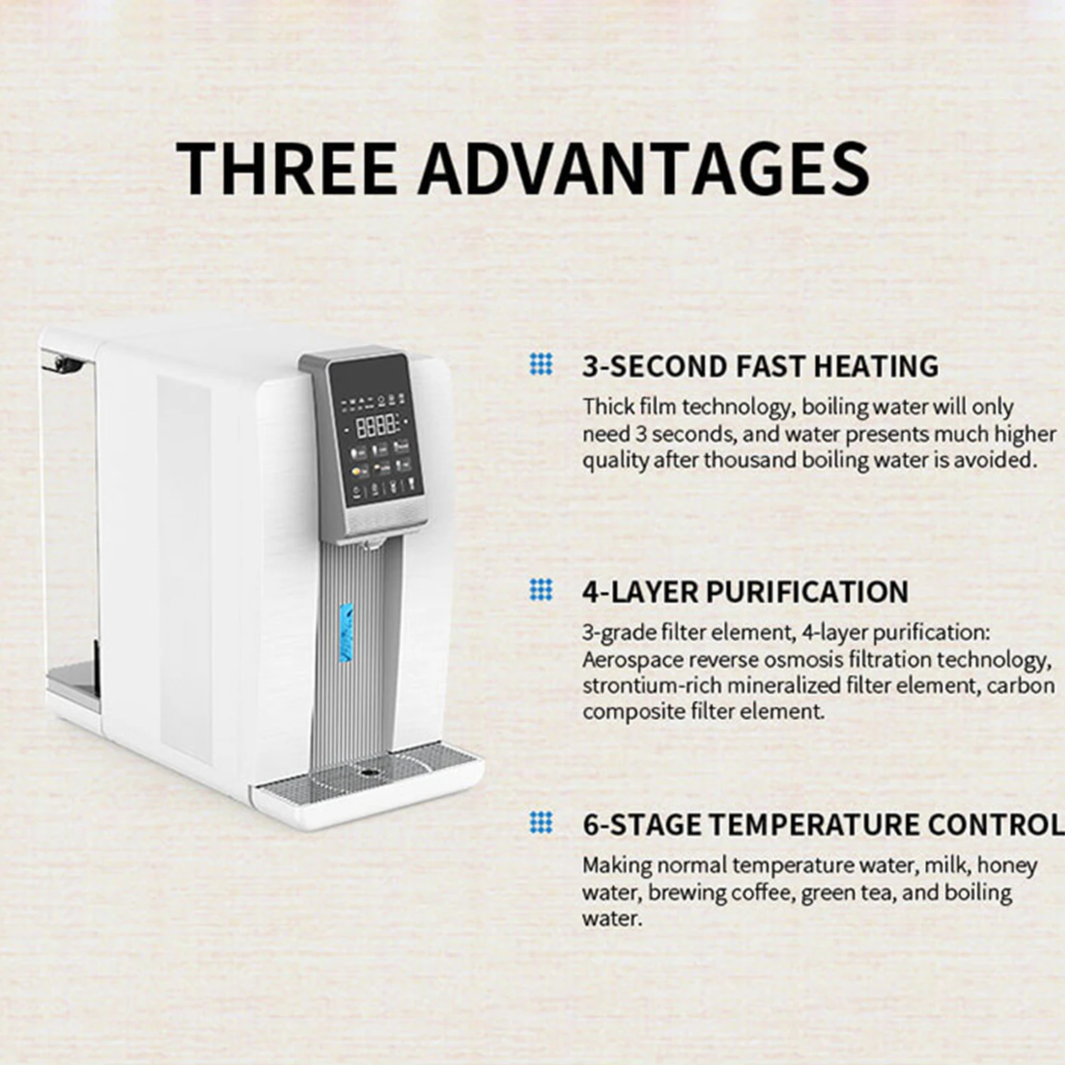 Olansi RO System Countertop Rich Hydrogen Kangen Water Machine Automatic Water Dispenser Water Cooler with UVC