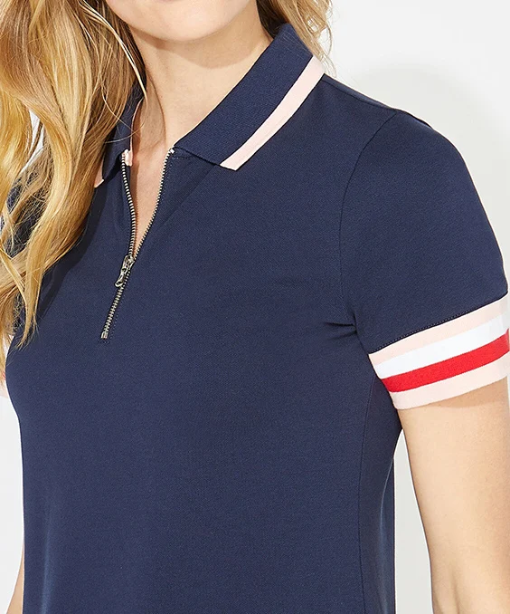 Cheap Price Rainbow Striped Polo Shirt Dress Womens Polo Dress Casual Sports A-line Women Polo Shirt Dress