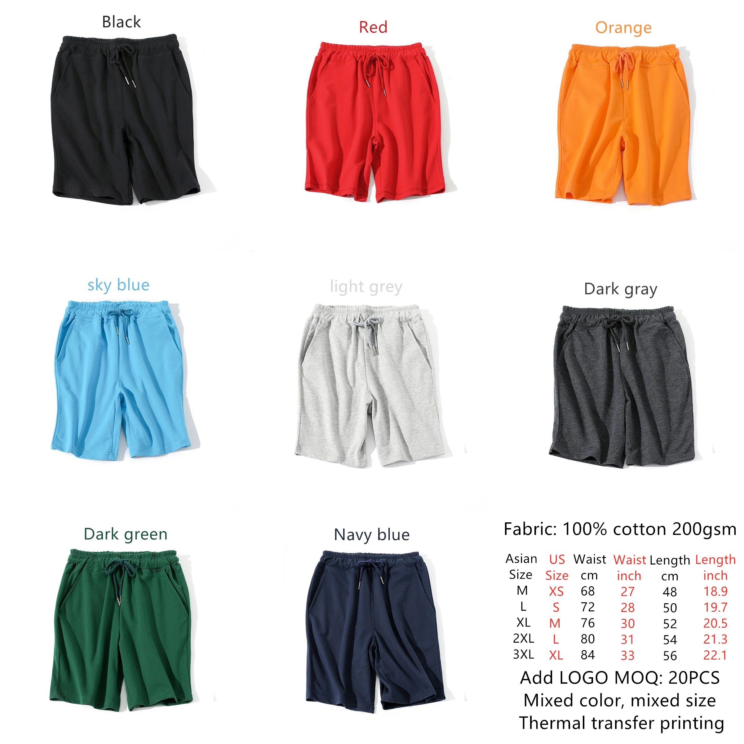 
Men Custom Pants Cotton Wholesale Mens Drawstring Jogger Knitted Bulk Logo Short Grey fleece Sweat Shorts 