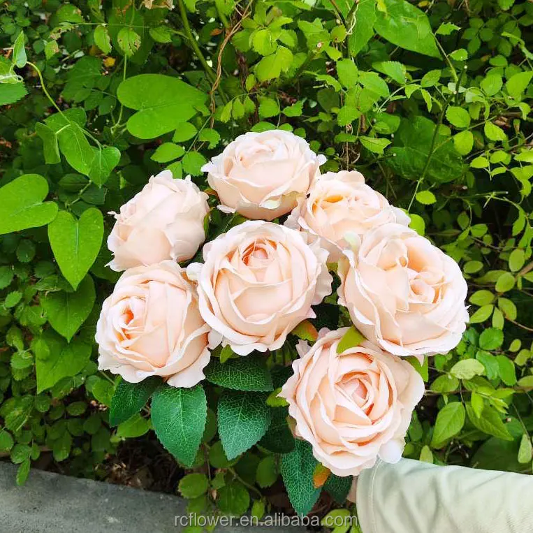 Artificial Wedding Decoration Silk Rose Bouquets Flower 7 Heads Pink White Rose Bouquet Floral Flowers