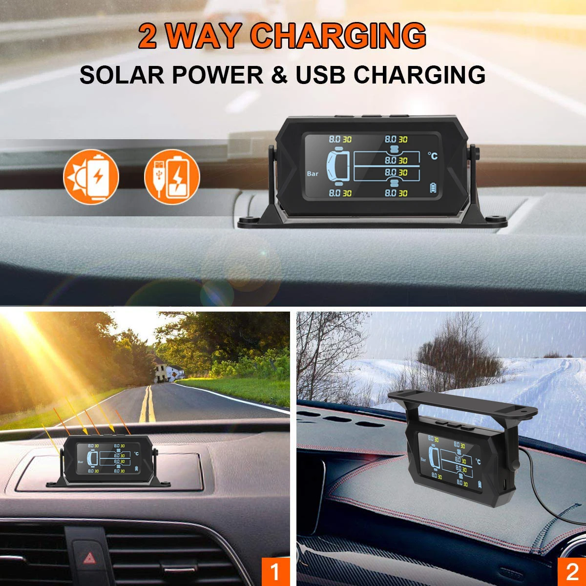 Car Truck Wireless Smart Tpms Solar Power Tire Pressure Monitoring System Sensor Gauge - Buy Tpms Solar