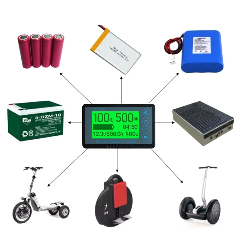 TF03K 50A/100A/350A/500A Coulomb Meter Voltage Car Acid Lead Lithium Battery Capacity Indicator