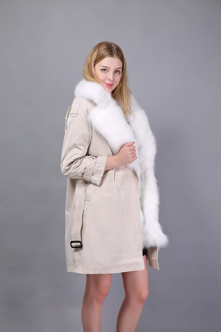 High Quality Fur Winter Parka Thick Warm Womans Winter White Fur Lining Parka Jacket Russian Real Fur Coat