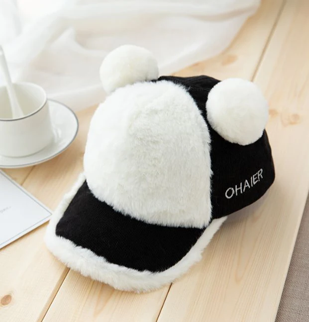 
wholesale fashion cute personalized animal outdoor flocking warm baseball wool babies kids winter children hat 