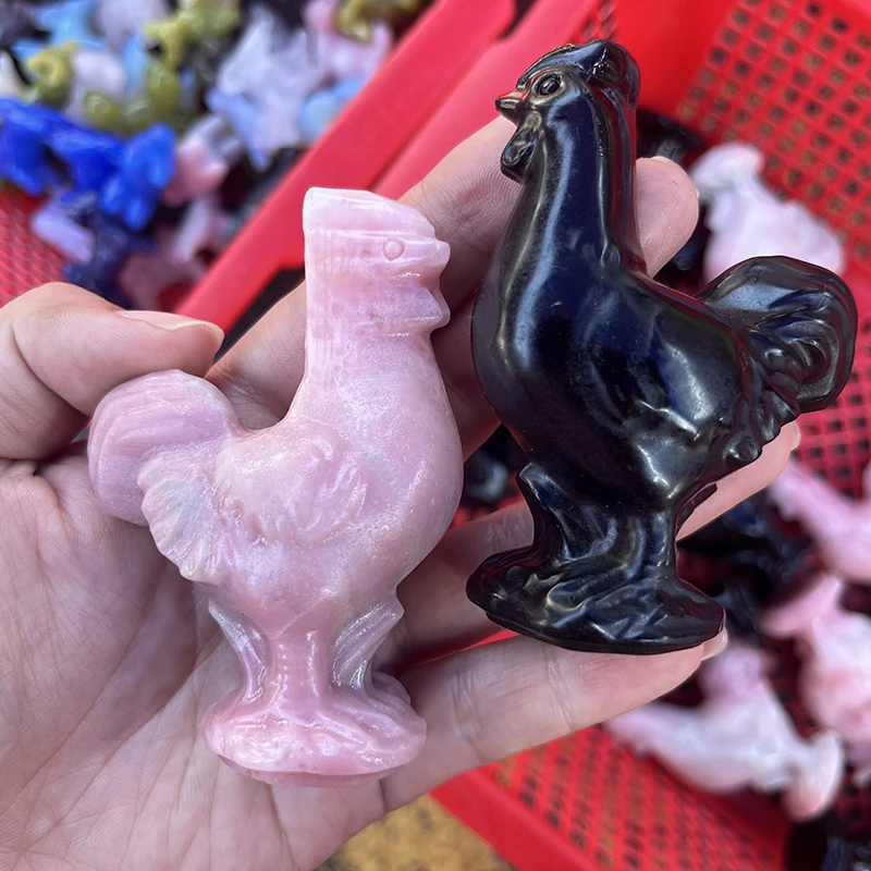 Natural Crystal Wholesale Bulk Crafts Rooster Carving for Spirit Healing Souvenirs Gift