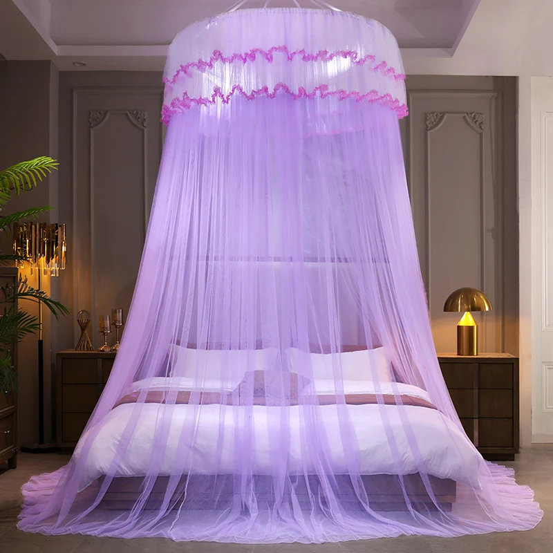 Round Canopy Lace Sustainable Foldable Mosquito Net Luxury Washable Bed Net