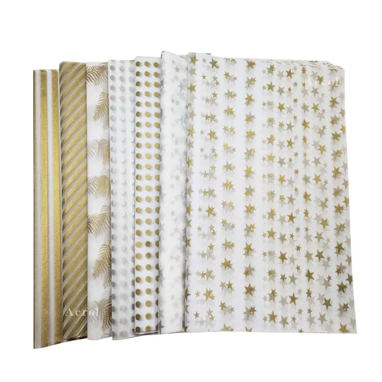 17 gsm silk printed gold white elegant gift wrapping tissue paper clothes shoes wrapping packaging paper