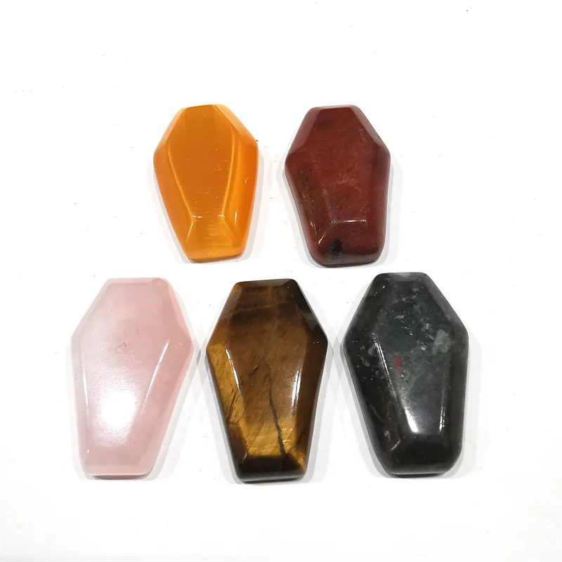 Xiangfu Factory Wholesale Natural Gemstones Mini Polished Crystal Coffin Statue Quartz Trinket Wicca Handicraft DIY Jewelry