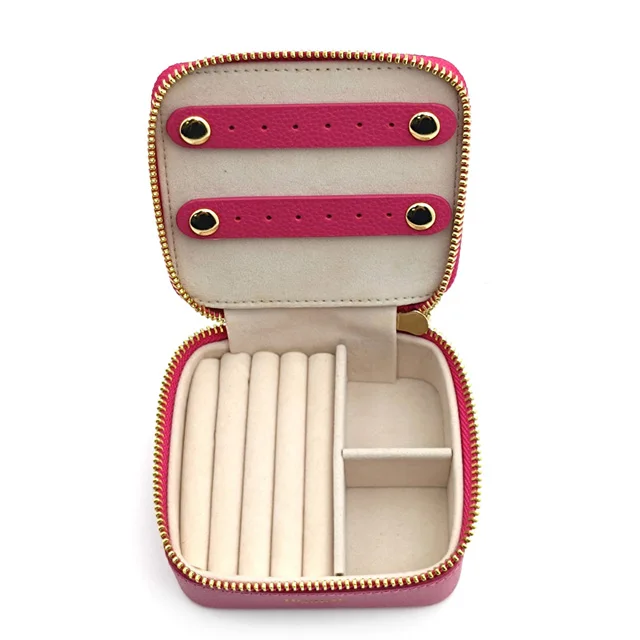 Professional Excellent Quality Travel Use Leather Jewelry Gift Box Packing with zipper box