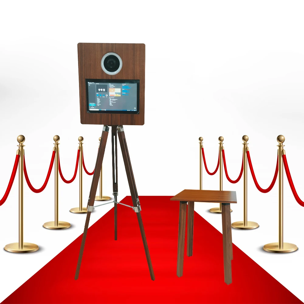 High Quality Camera 15.6 Inches Touch Screen Party Wooden Retro Dslr Photo Booth