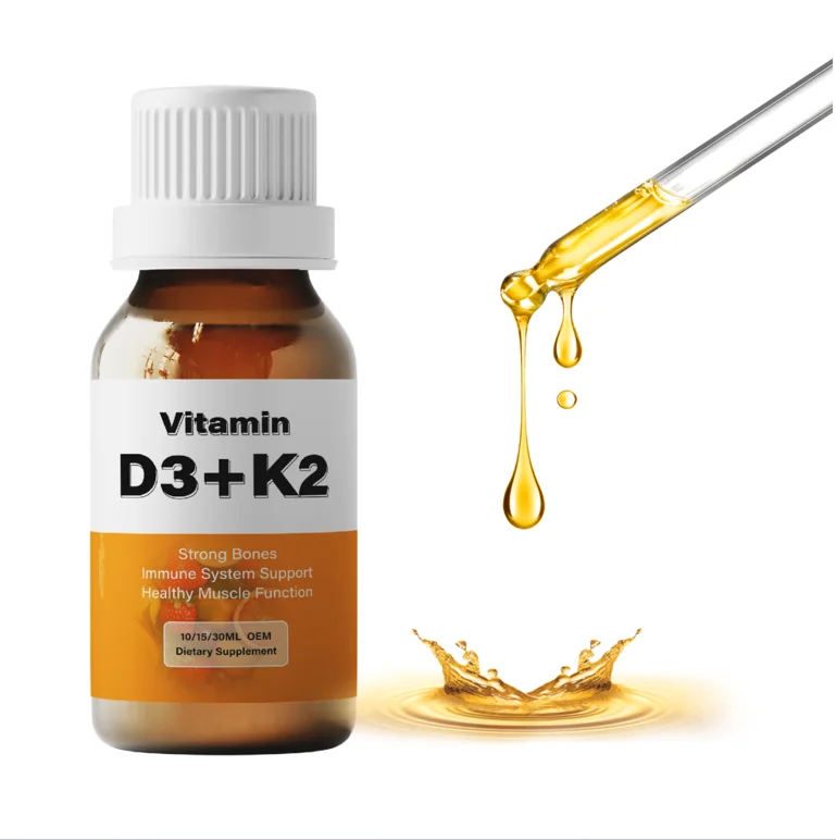 Healthcare Supplement OEM Liquid Vitamin D3 With Vitamin K2 Support Strong Bones Vd3+k2 Drops