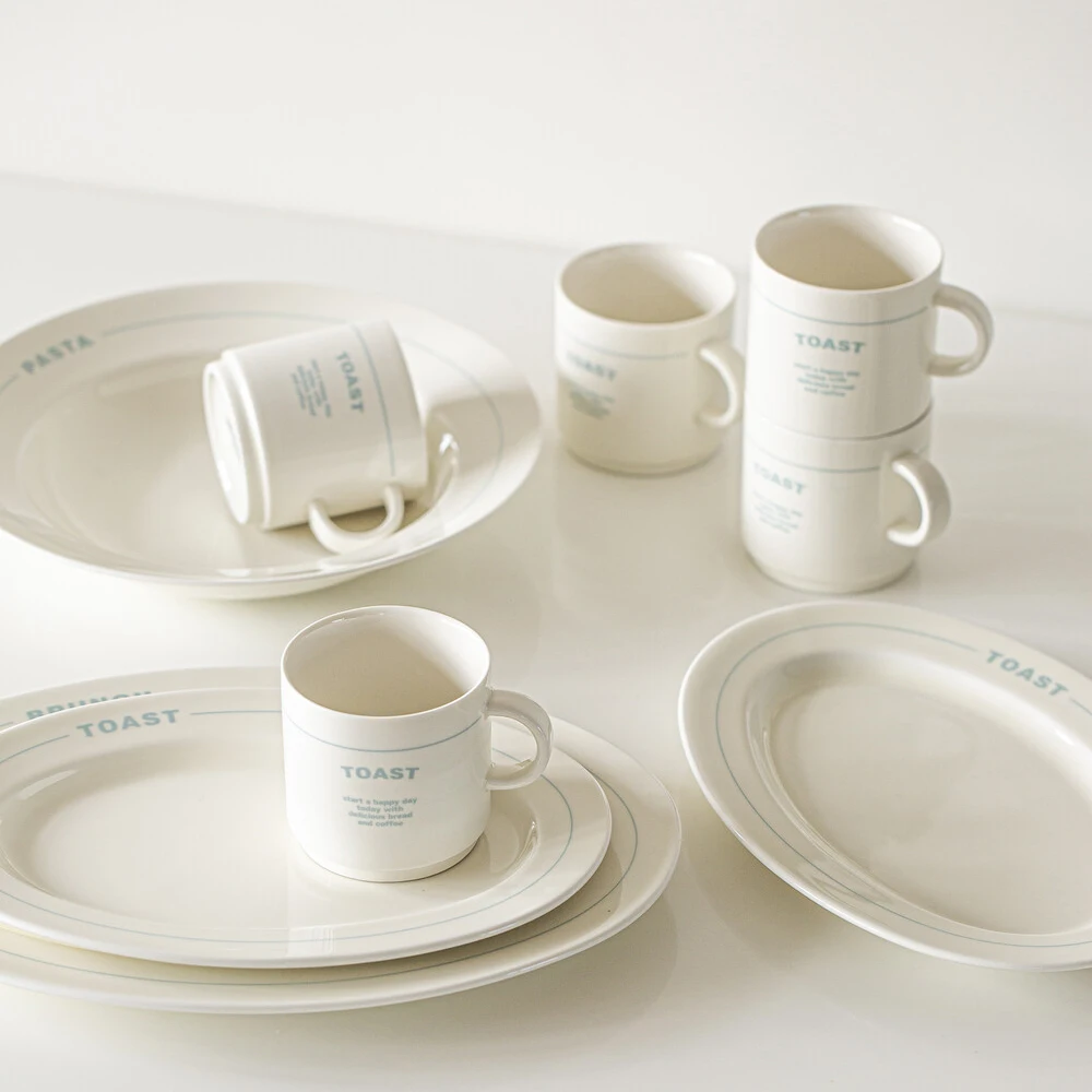 Wholesale oval customizable printed nordic serveware dish and plate custom tableware dinner ceramic plate for restaurant