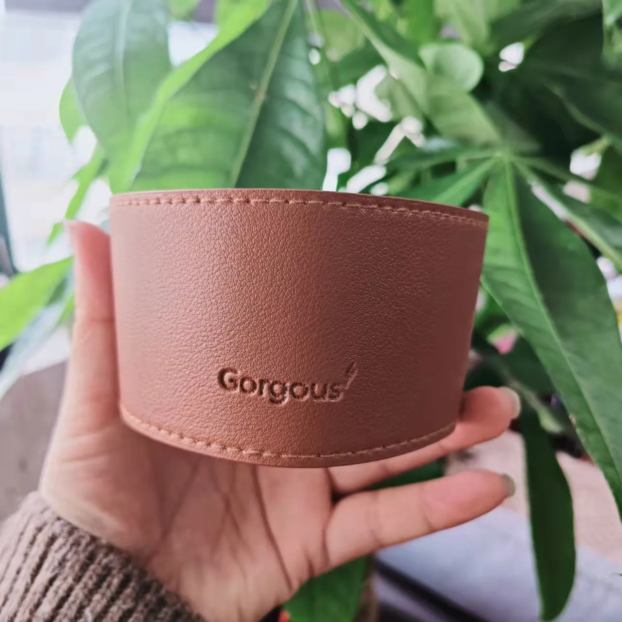 Оптовая продажа кофейный рукав из искусственной кожи с логотипом