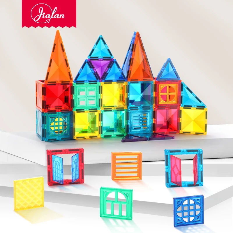 Kids Magnet Toys Magnet Building Tiles 3D Clear Color DIY STEM Magnetic Building Blocks Set Educational Toys for Kids