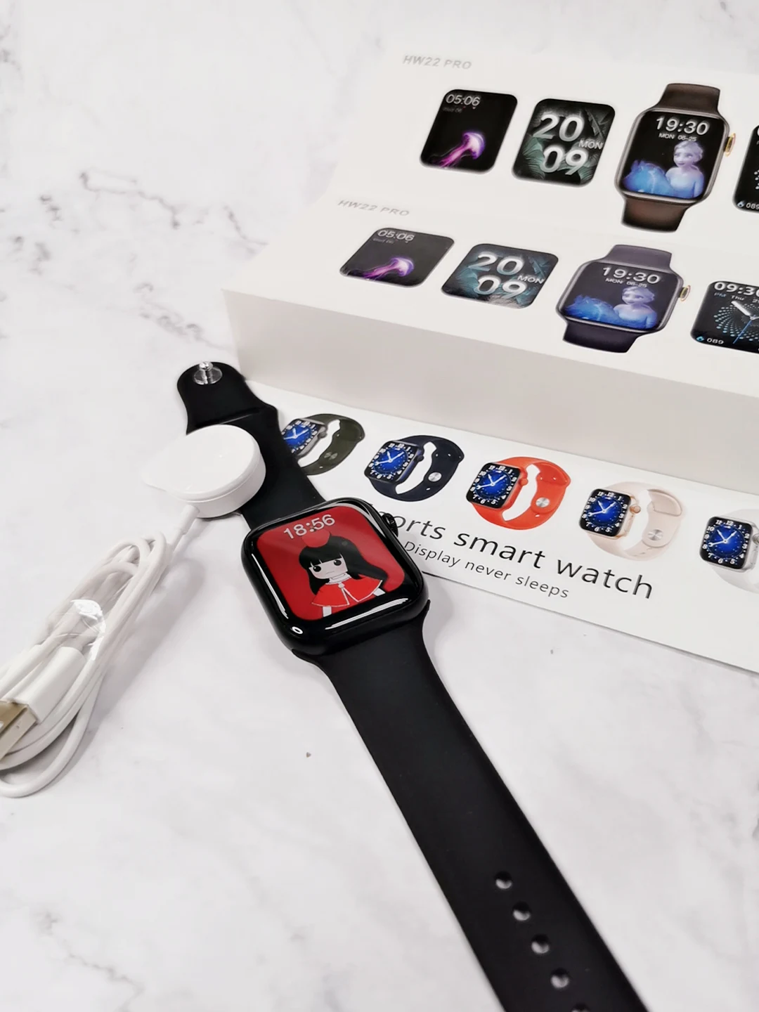  1 75 дюймов HW22PRO Smartwatch новейшие часы 6 Беспроводное зарядное устройство pk HW12 HW22 HW16 Смарт последние iwo 14 series6