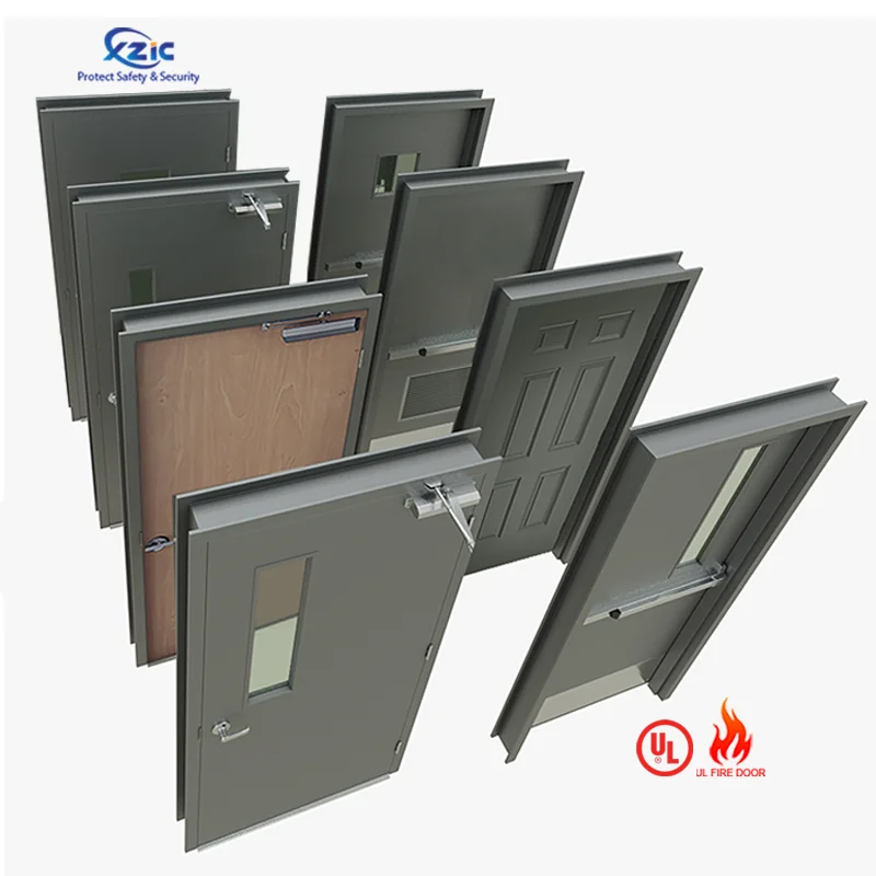 60/120 Minutes UL Fire Rated Door Steel Fire Door HM Frame with Panic Device, Door Closer