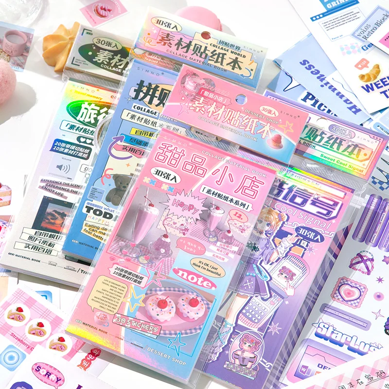 Simno Vintage Scrapbook Stickers 30 Sheets  Sticker Clipping Collage Book for Junk Journaling DIY Craft