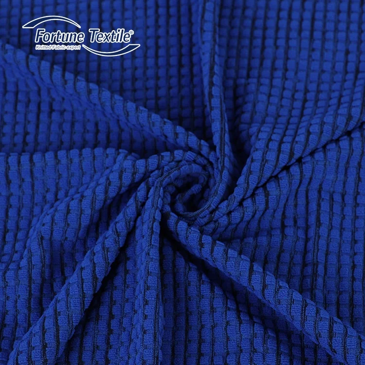 
Fortune Textile Sportswear material stretch cationic checks polyester spandex fabric with stripes 