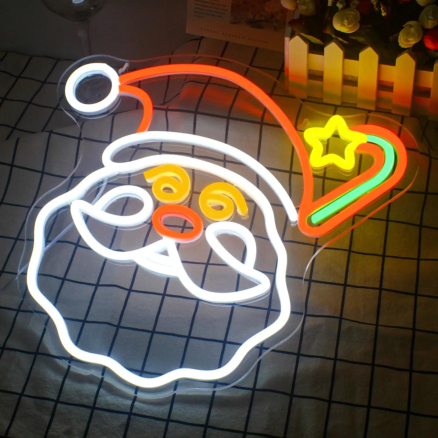 Merry Christmas Neon Sign Santa Led Sign Claus Star Neon Lights for Wall Decor USB Powered Switch Light up Sign