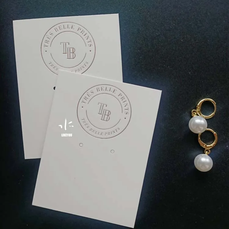 Custom Rose Foil LOGO Standard 300 gsm Paper Hook Necklace Holder Packaging Jewelry Display Card with Punches Hole