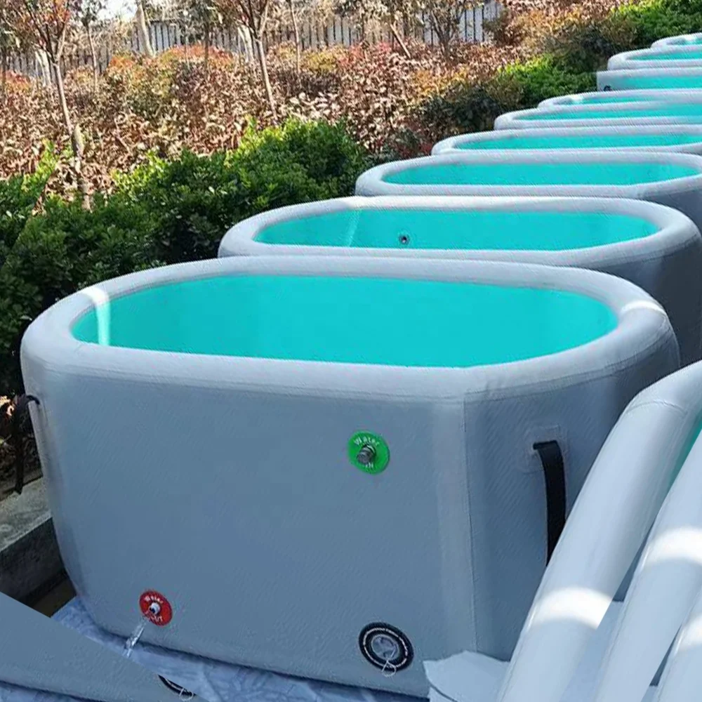 Recovery therapy blow up refrigerated pro tank inflatable oval cold plunge tub ice bath with cover