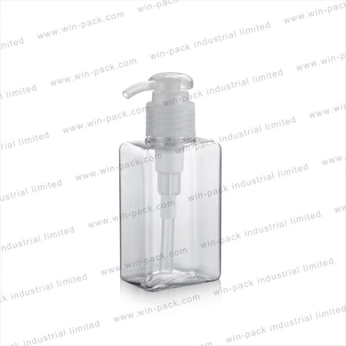 square pet  plastic bottle with pump for cosmetic shampoo 100 ml 150 ml 250 ml 280 ml 450 ml