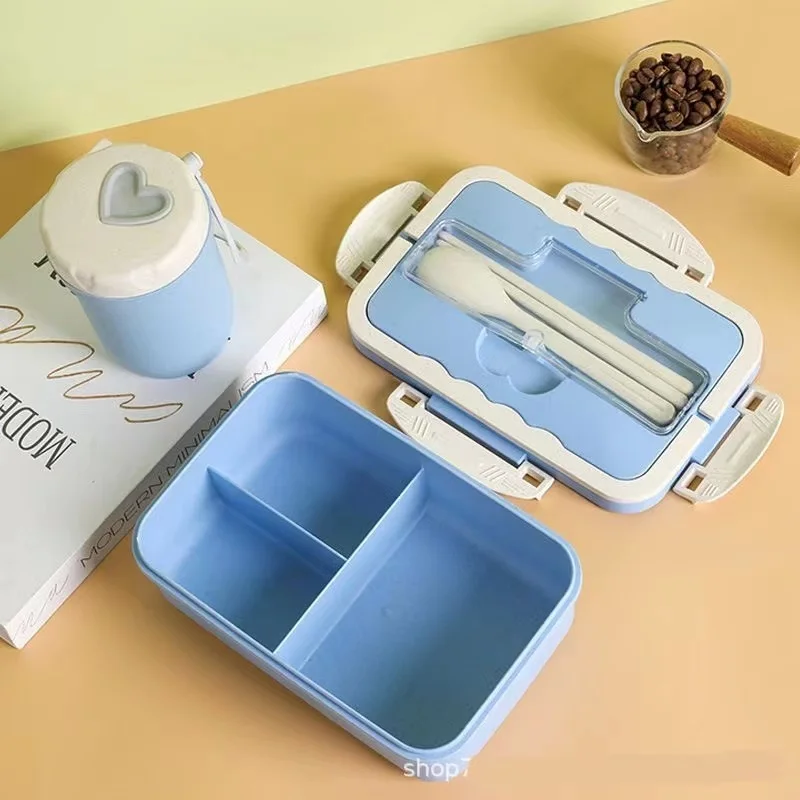 Microwaveable BPA Free Kids Bento Wheat Straw PP Food Storage Container Plastic Collapsible School Children Lunch Boxes