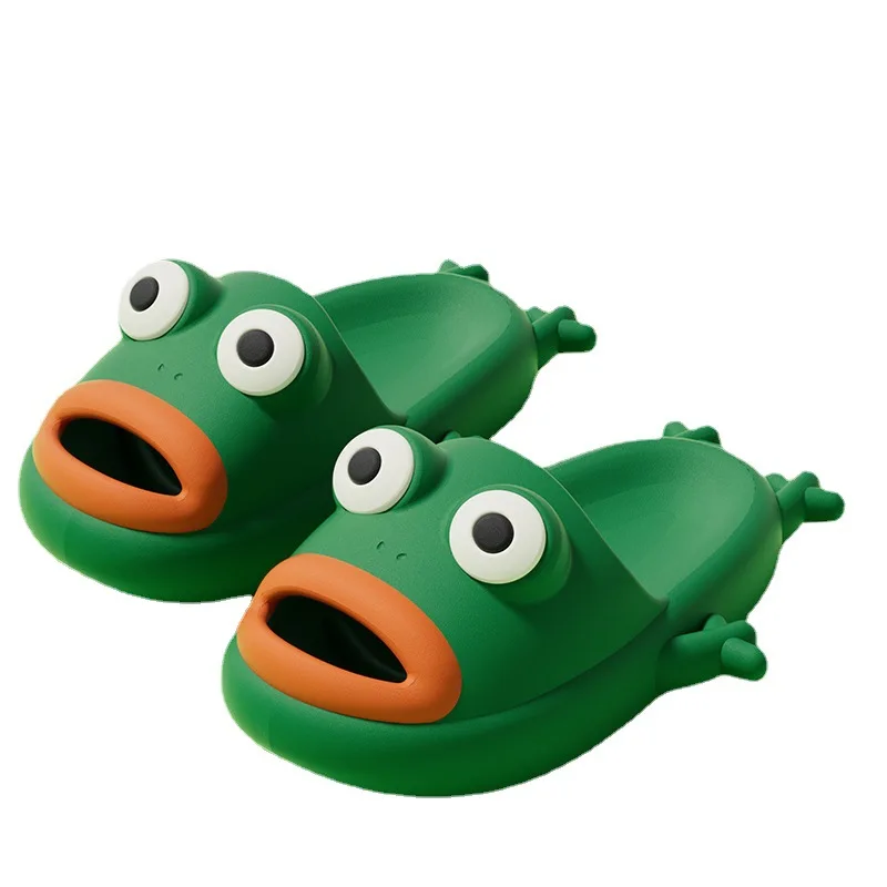 Frog slippers female summer cute cartoon fun indoor home use bathroom outside to wear summer slippers