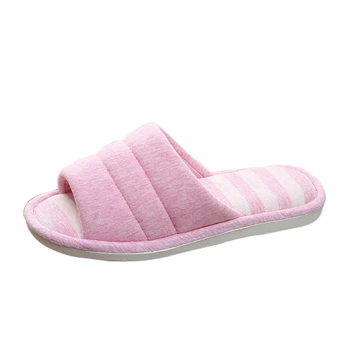 Home knitted fabric cotton men and women couple non-slip slippers indoor home slippers wholesale