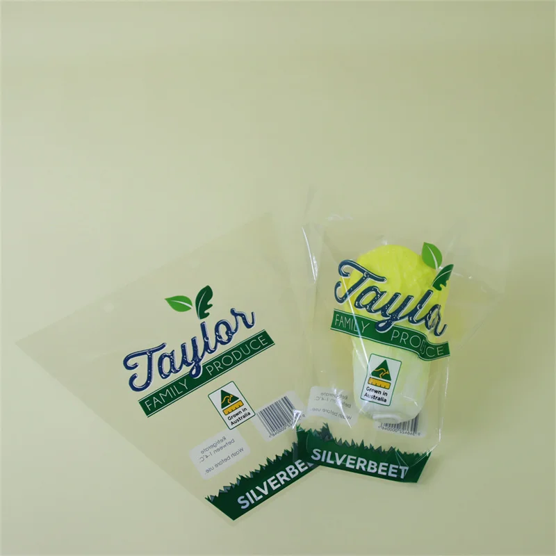High Quality Eco-friendly Bopp cellophane vegetable bags customize logo lettuce packaging bag