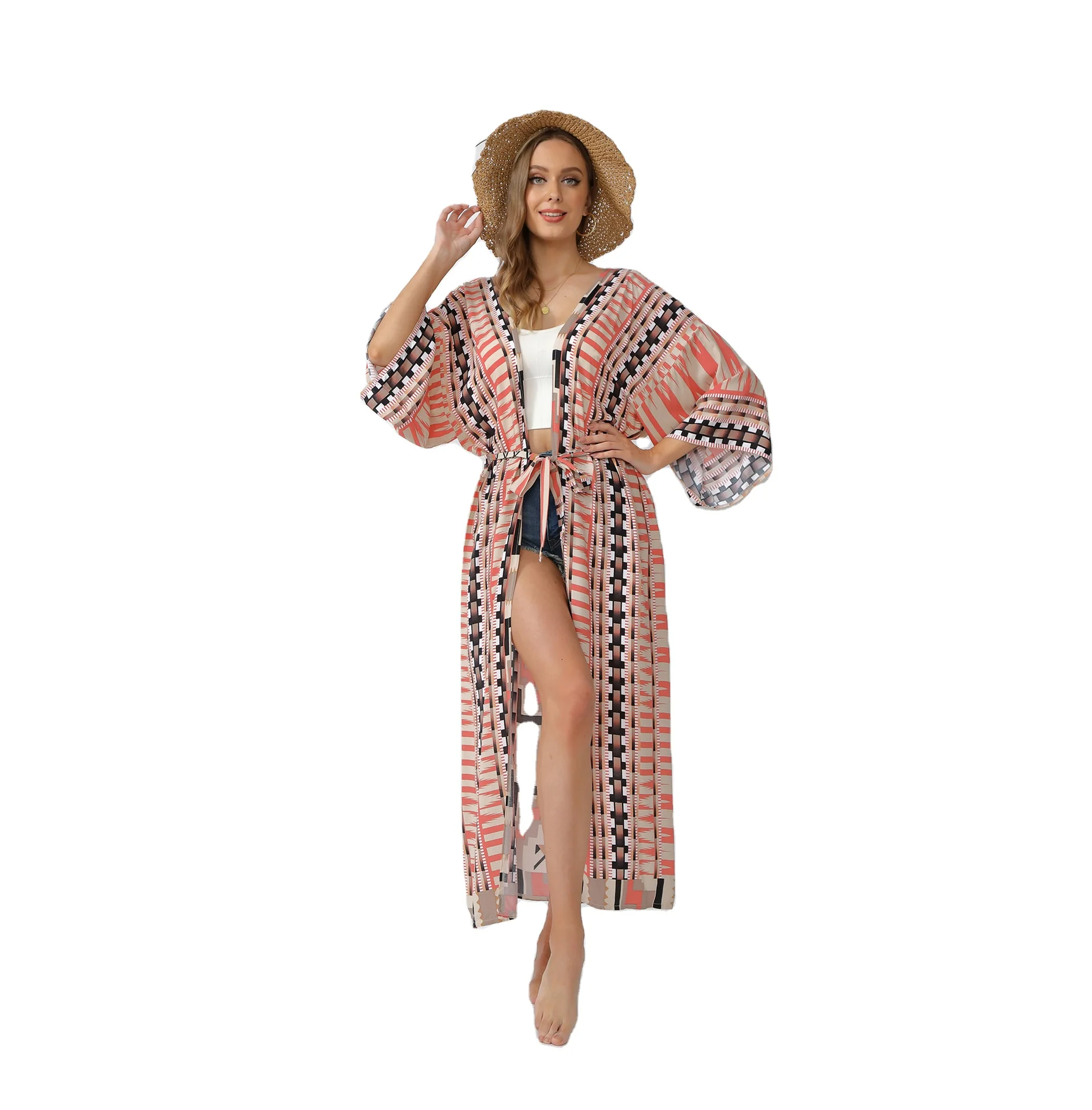 
Geometric cardigan loose large beach sunscreen coat bikini top swimsuit 
