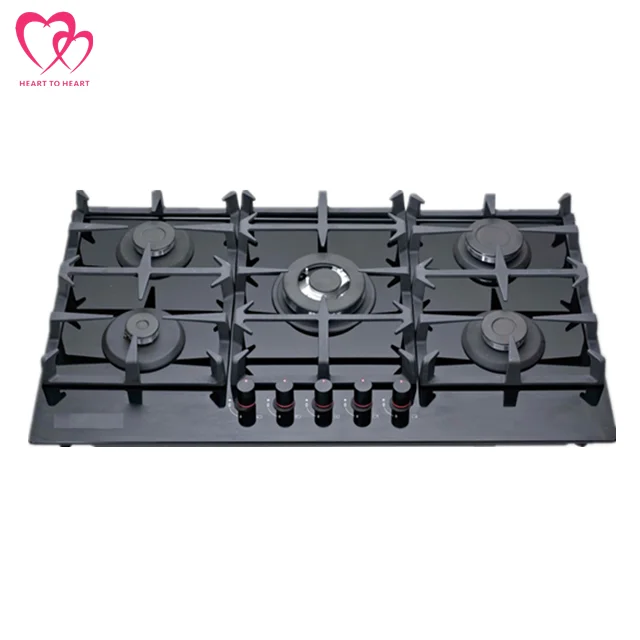 Black tempered glass built-in household gas stove