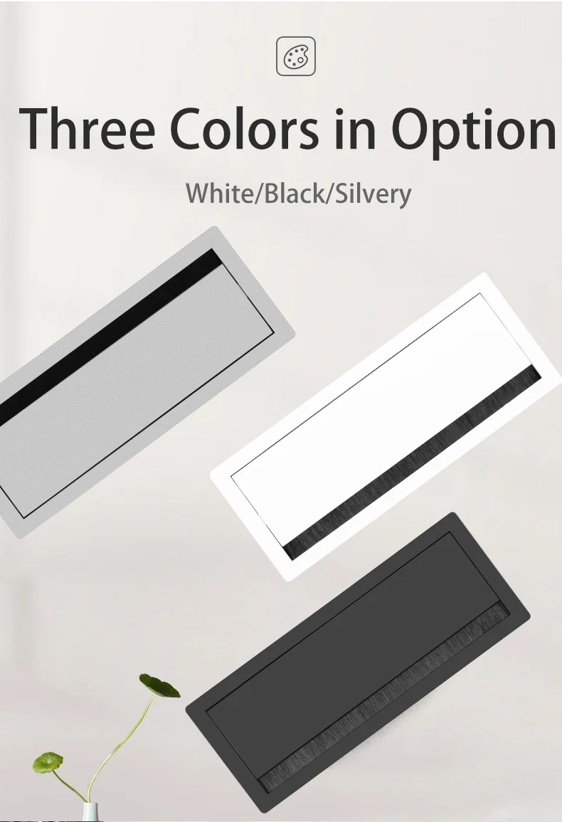 ABS Aluminum Alloy Furniture Soft Closing Brush Cable Grommet Box with buffer For Workstation