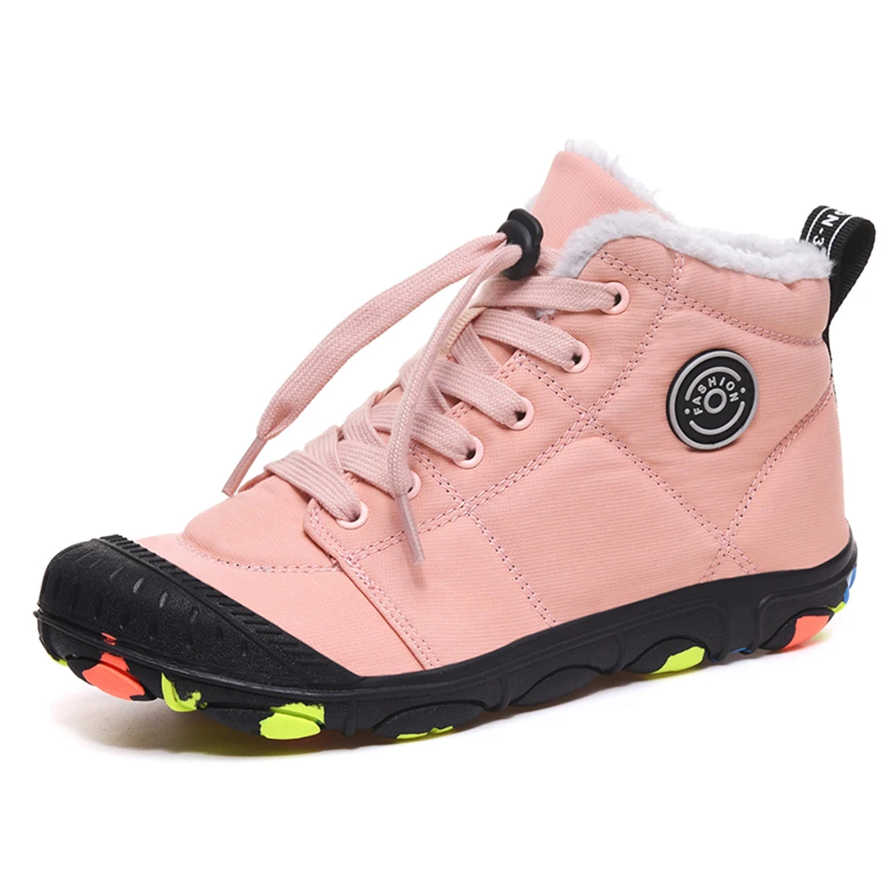 
boys Kids Girl Winter Snow Boots With Bag Children High Top Casual Plush Cotton Shoes 