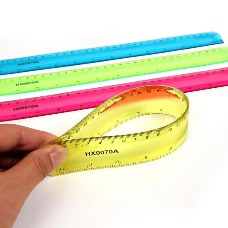 12 дюймов/30 см прозрачные цветные линейки Ударопрочный Мягкий ПВХ линейка