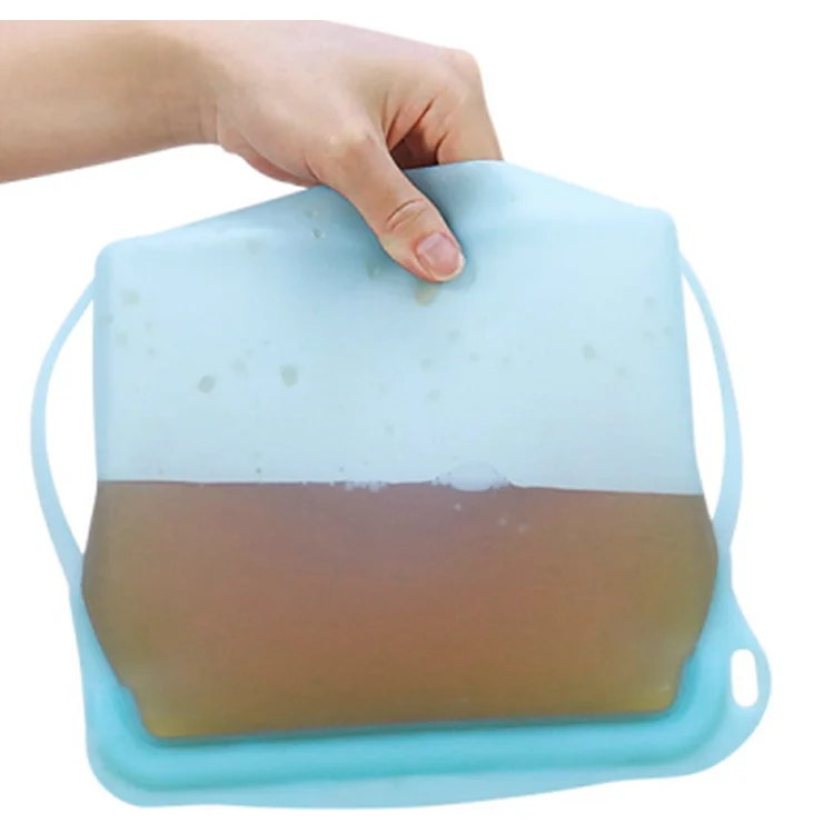 Silicon Freezer Reusable Stand Up Silicone Zip-lock Food Storage Zip Bag with Zipper Resealable Freezer Pouch Bags with Print