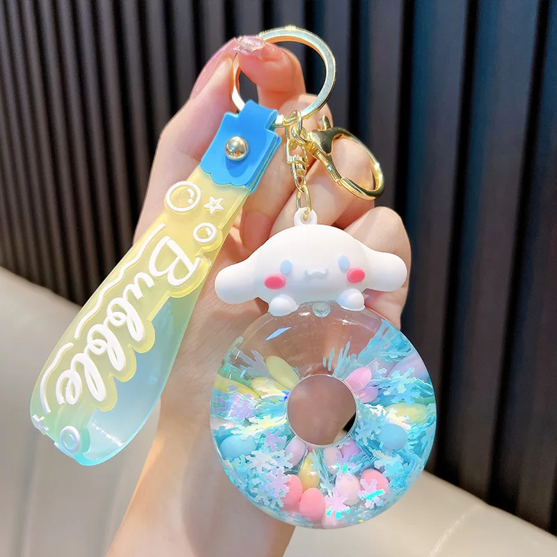 Hello Kitty масло в зыбучие пески Sanrioed брелок с плавающими бусинами дрейфующий для ключей жидкий