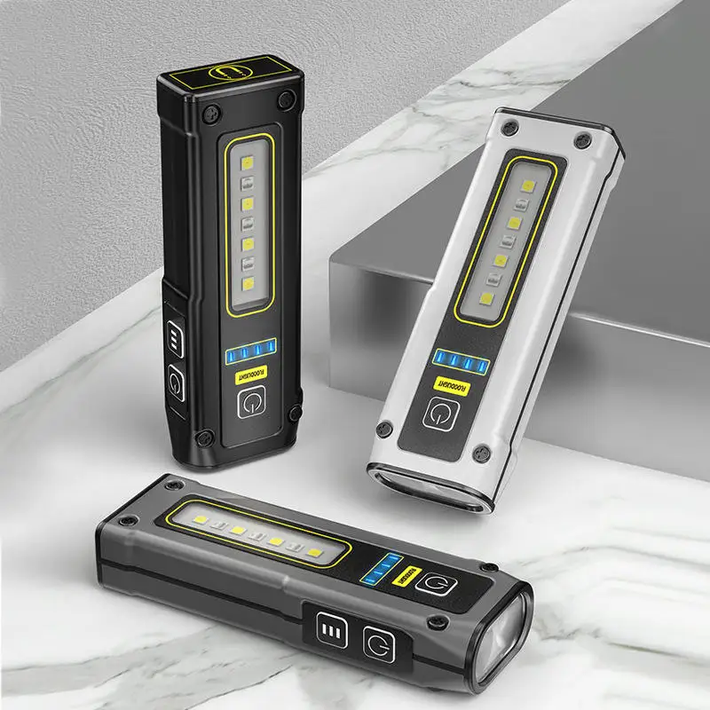 1200mAh Battery 4 Gears Rechargeable COB Powerful Magnet Power Bank Function Mini Flashlights