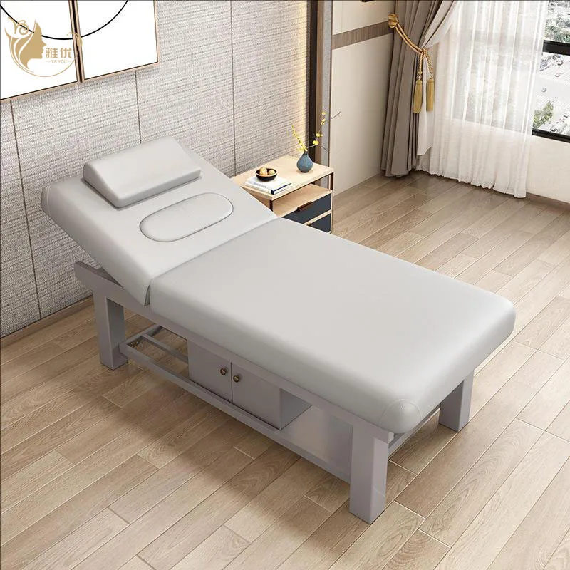 Modern Spa Therapy Bed with Wooden Structure and Adjustable Cushion